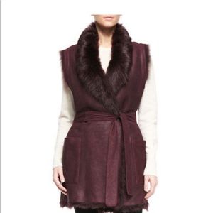 Vince Reversible Burgundy Shearling Vest